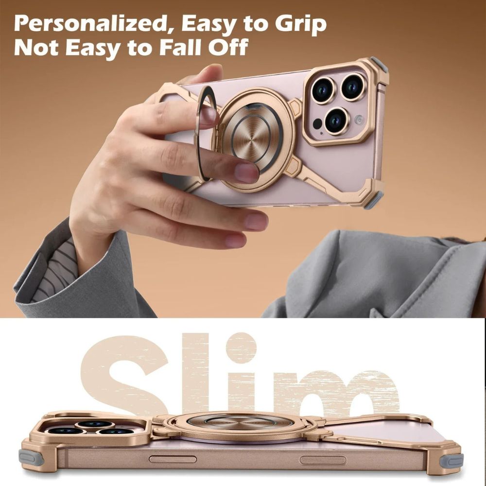 ArmorFlex Case for iPhone 16, 15, 14, 13 Pro Max | MagSafe 360° Rotatable Kickstand & Frameless Shockproof Design