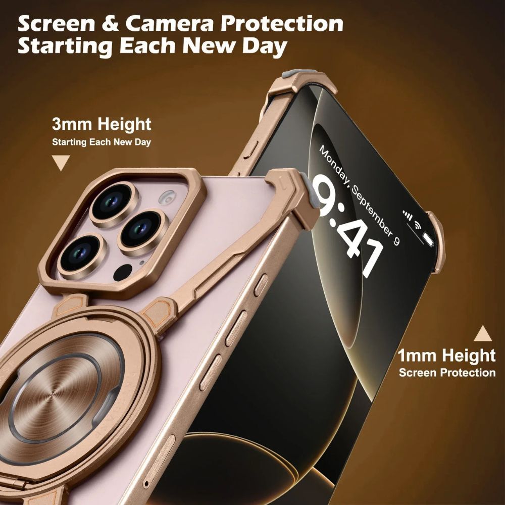 ArmorFlex Case for iPhone 16, 15, 14, 13 Pro Max | MagSafe 360° Rotatable Kickstand & Frameless Shockproof Design