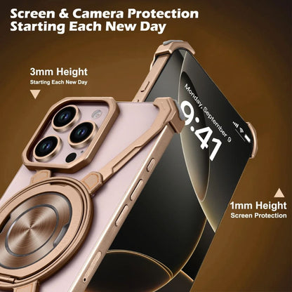 ArmorFlex Case for iPhone 16, 15, 14, 13 Pro Max | MagSafe 360° Rotatable Kickstand & Frameless Shockproof Design