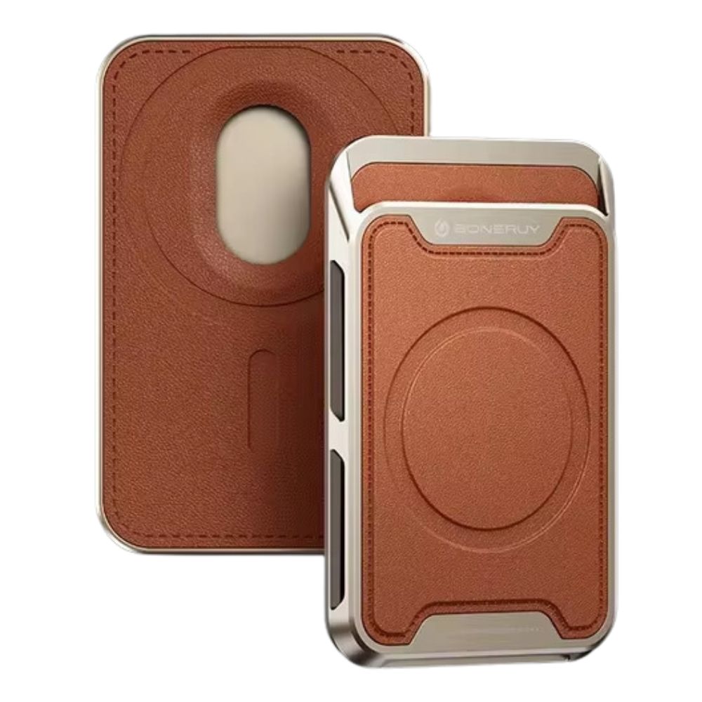 Brown - EliteMag Wallet for iPhone 12, 13, 14, 15, 16 Pro Max | Luxury Aluminum MagSafe Magnetic Card Holder