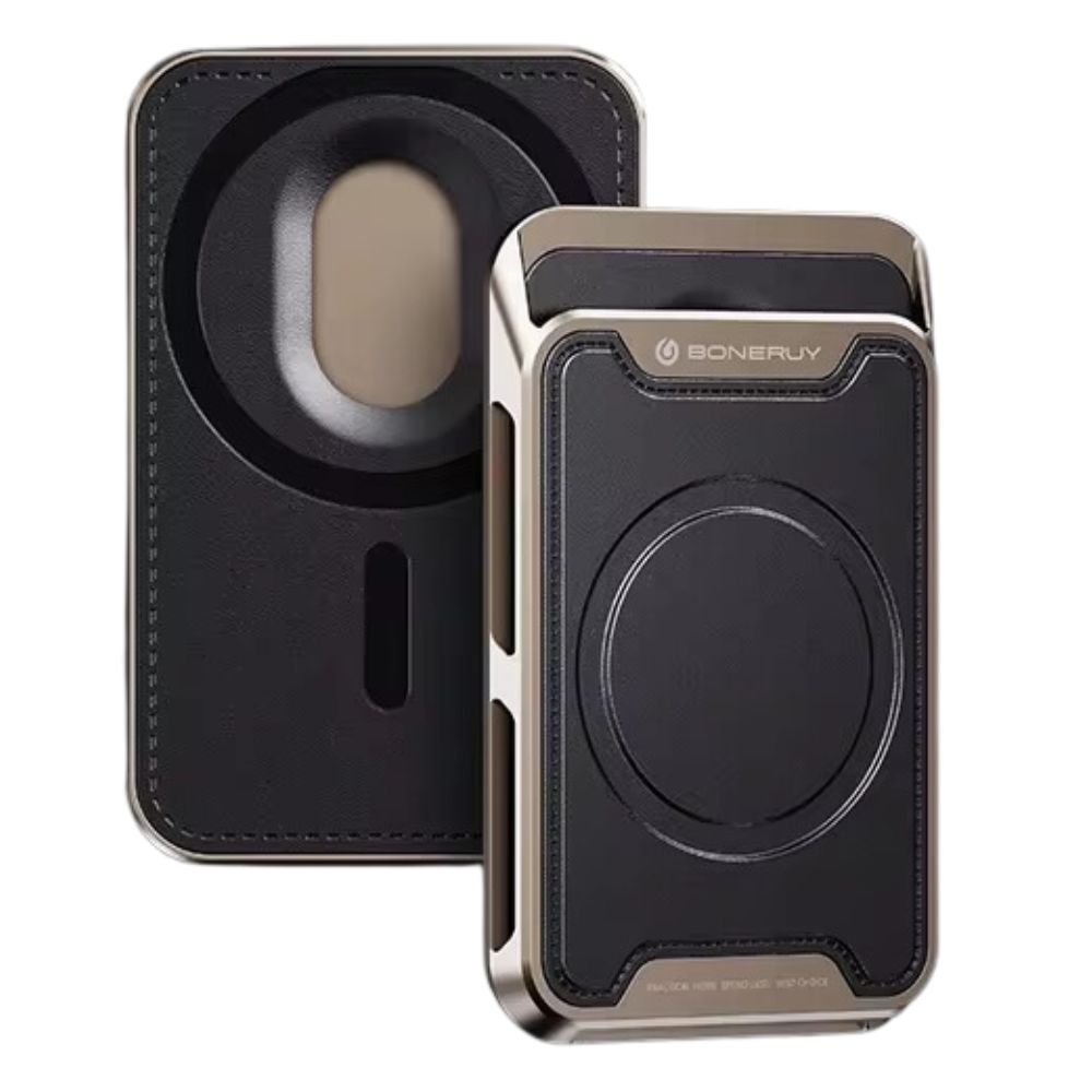 Gold Black - EliteMag Wallet for iPhone 12, 13, 14, 15, 16 Pro Max | Luxury Aluminum MagSafe Magnetic Card Holder
