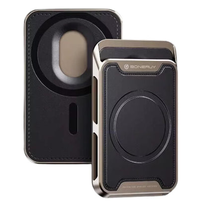 Gold Black - EliteMag Wallet for iPhone 12, 13, 14, 15, 16 Pro Max | Luxury Aluminum MagSafe Magnetic Card Holder