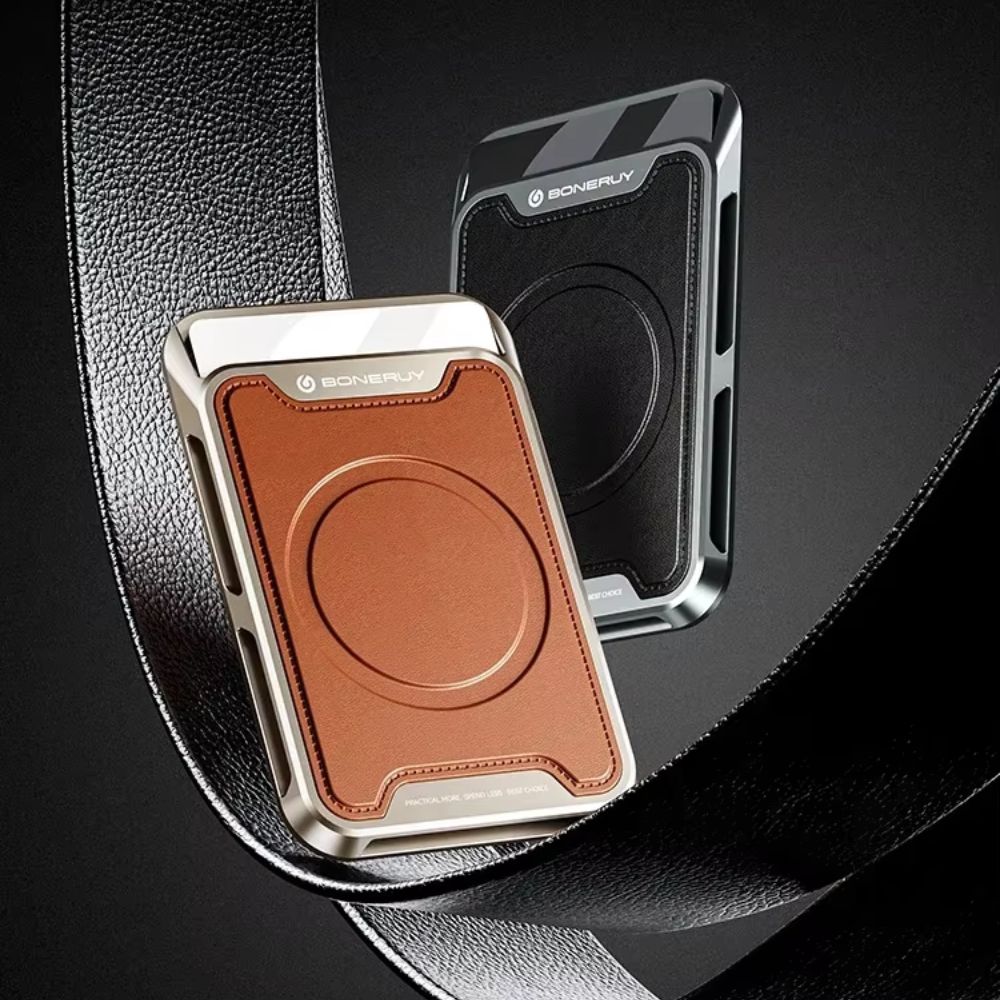 Premium Aluminum and Leather Design - Magsafe iPhone Wallet