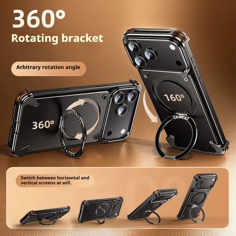 RingLux™ Leather Metal Case with 360° Stand for iPhone 17 Series