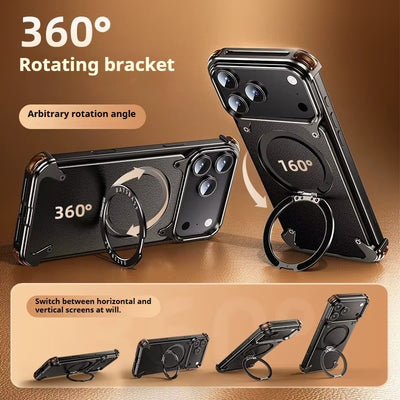 RingLux™ Leather Metal Case with 360° Stand for iPhone 17 Series