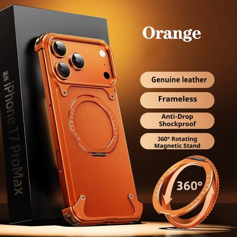 RingLux™ Leather Metal Case with 360° Stand for iPhone 17 Series