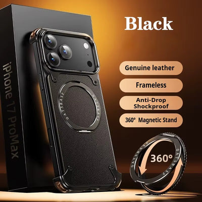 RingLux™ Leather Metal Case with 360° Stand for iPhone 17 Series