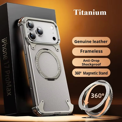 RingLux™ Leather Metal Case with 360° Stand for iPhone 17 Series