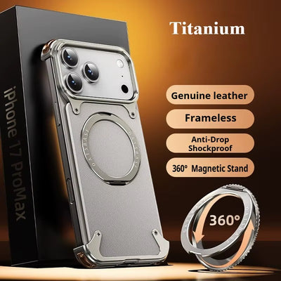 RingLux™ Leather Metal Case with 360° Stand for iPhone 17 Series