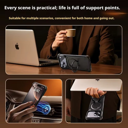 RingLux™ Leather Metal Case with 360° Stand for iPhone 17 Series