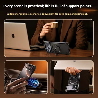 RingLux™ Leather Metal Case with 360° Stand for iPhone 17 Series