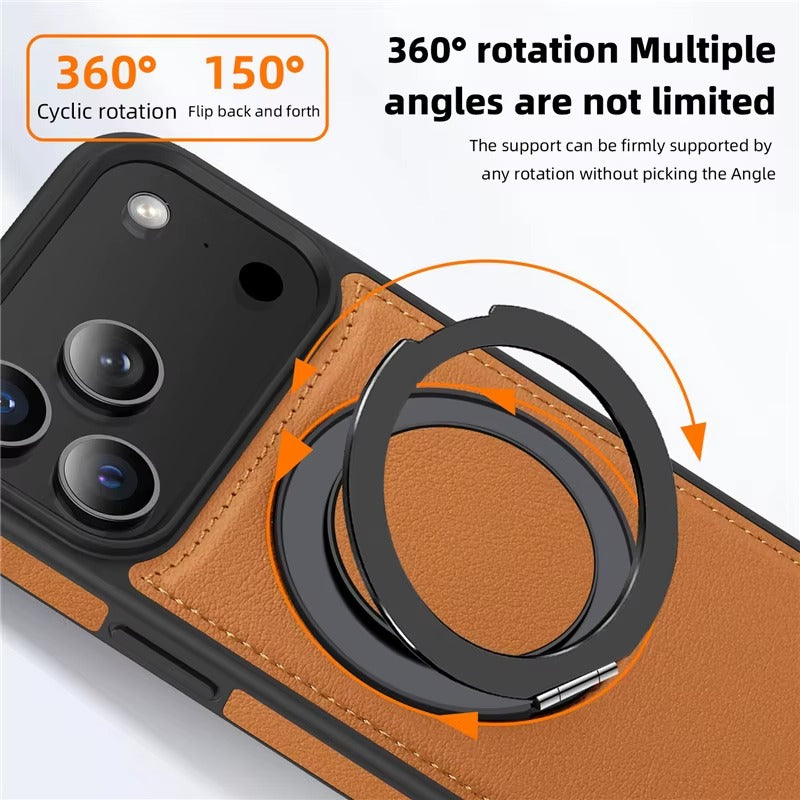 LuxRing™ Leather MagSafe Case for iPhone 17 Air / 16 / 15 Pro Max