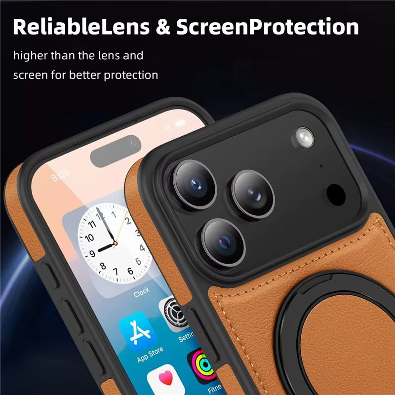 LuxRing™ Leather MagSafe Case for iPhone 17 Air / 16 / 15 Pro Max