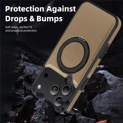 LuxRing™ Leather MagSafe Case for iPhone 17 Air / 16 / 15 Pro Max