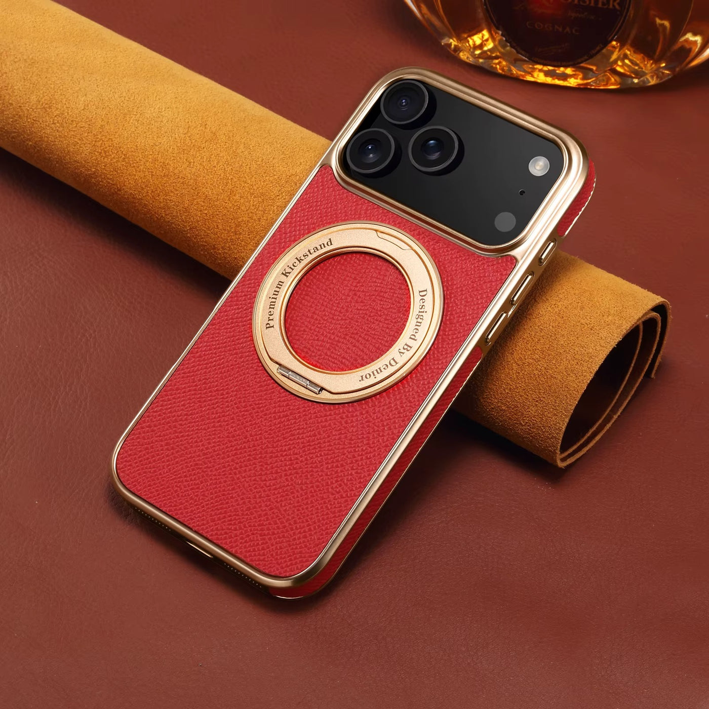 LuxMag™ Genuine Leather Ring Stand Case for iPhone 17 Series