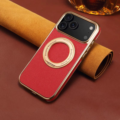 LuxMag™ Genuine Leather Ring Stand Case for iPhone 17 Series