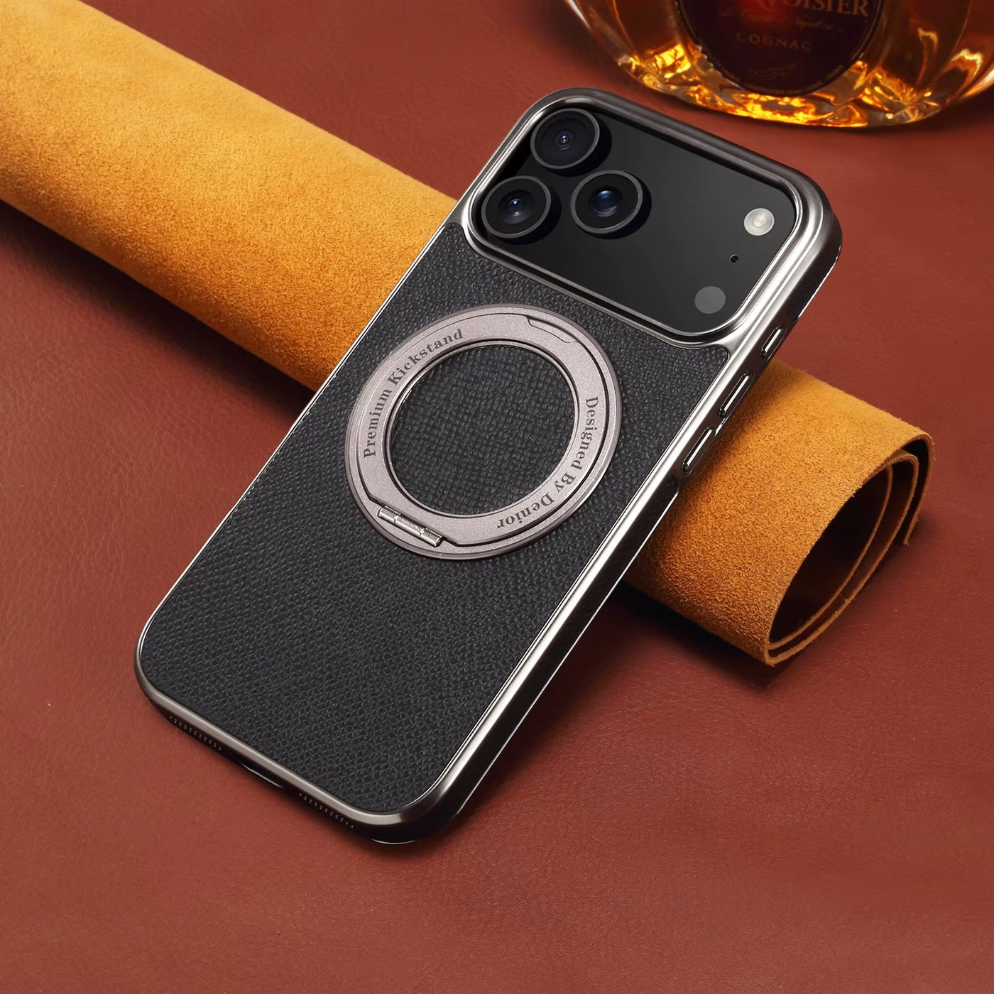 LuxMag™ Genuine Leather Ring Stand Case for iPhone 17 Series
