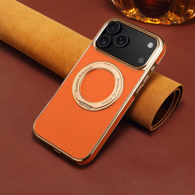 LuxMag™ Genuine Leather Ring Stand Case for iPhone 17 Series