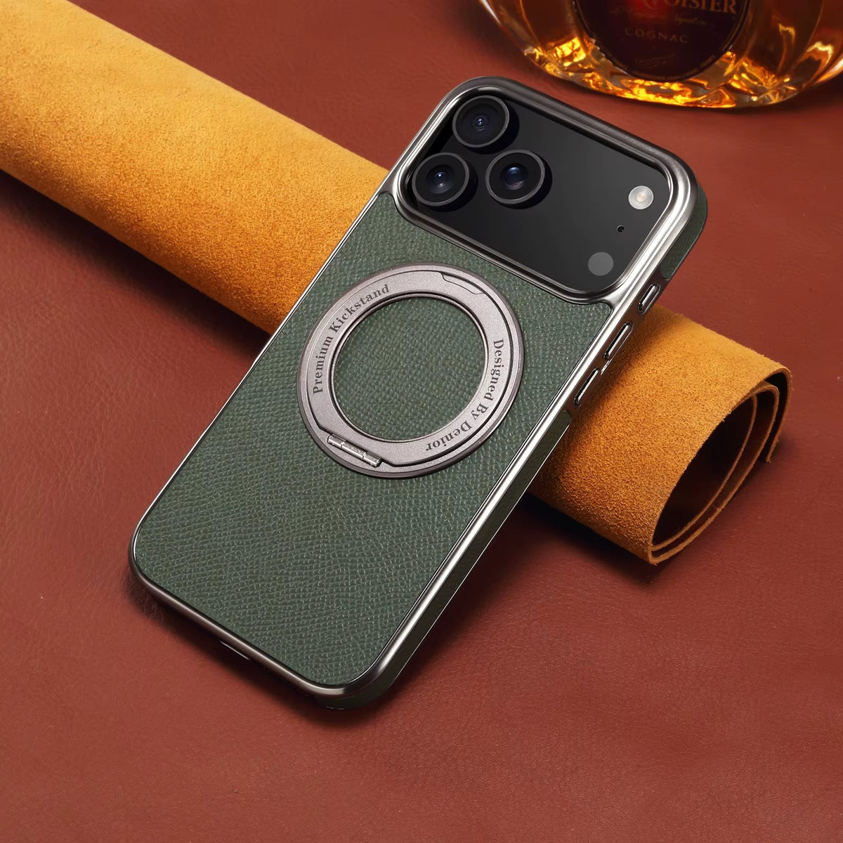 LuxMag™ Genuine Leather Ring Stand Case for iPhone 17 Series