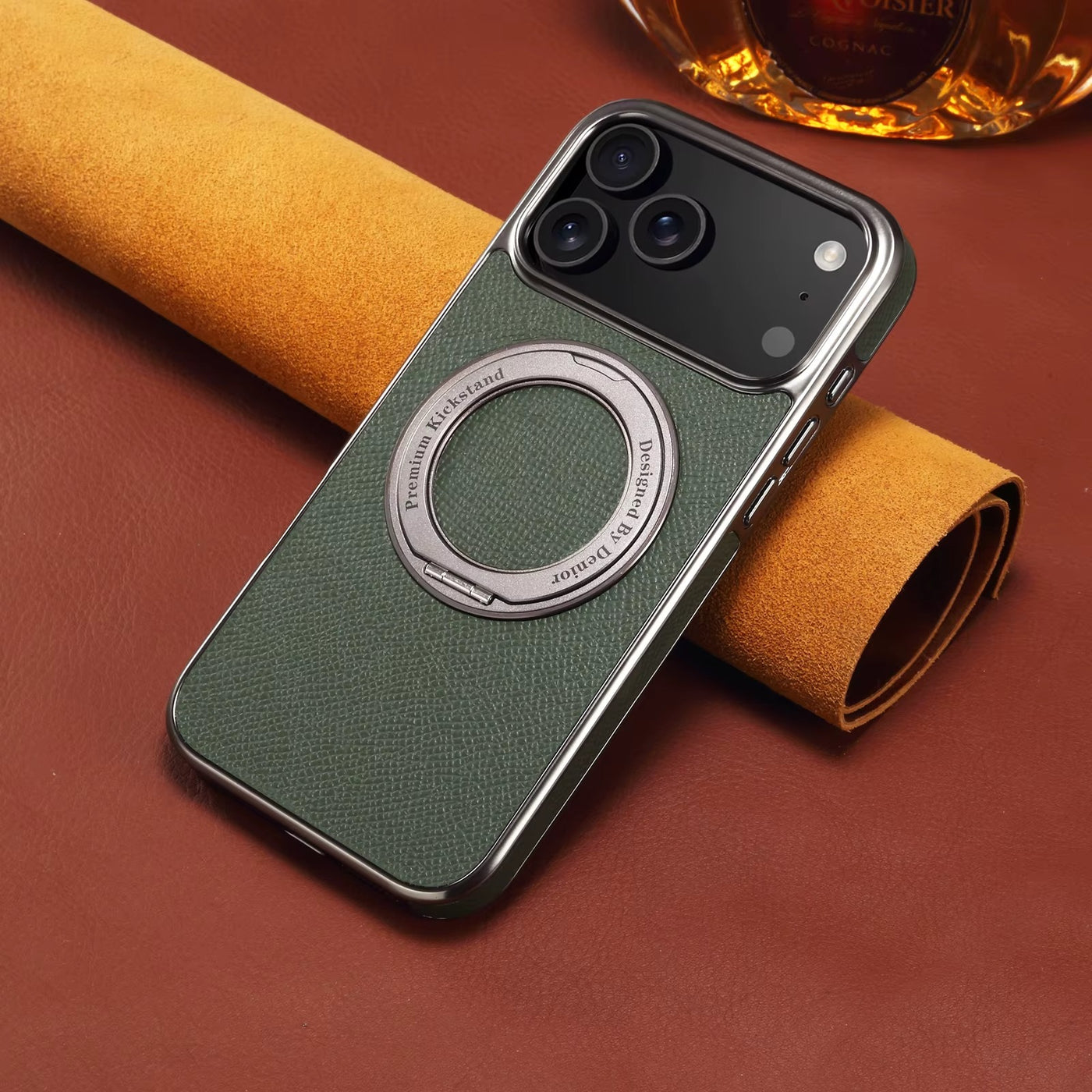 LuxMag™ Genuine Leather Ring Stand Case for iPhone 17 Series
