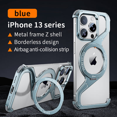 Magnetic Snap iPhone 16, 15, 14 Z-Shape Stand & Slim Metal Design Case