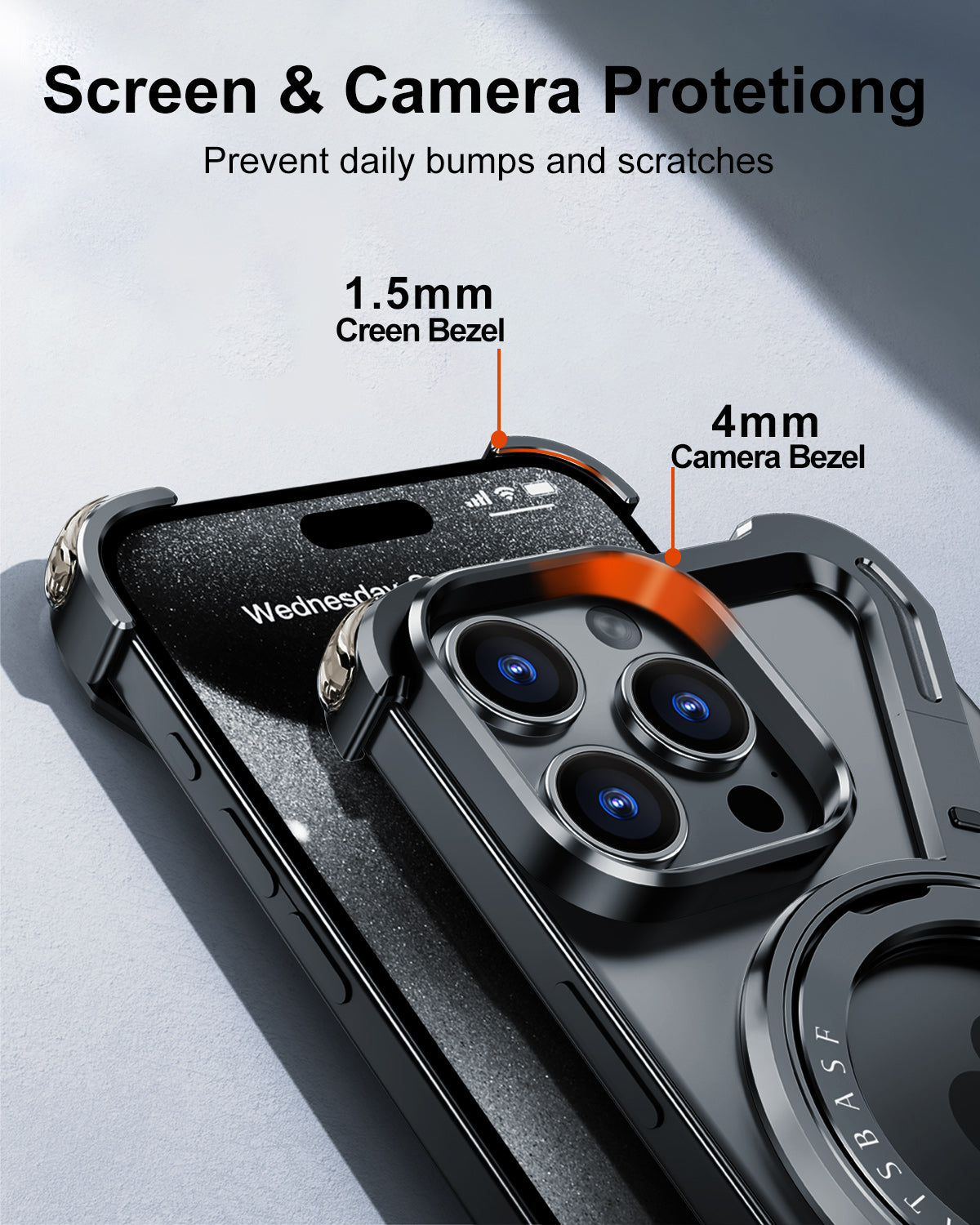 TitanArmor Z-Shape Metal iPhone 16/15/14  Rotating Holder & Wireless Charging