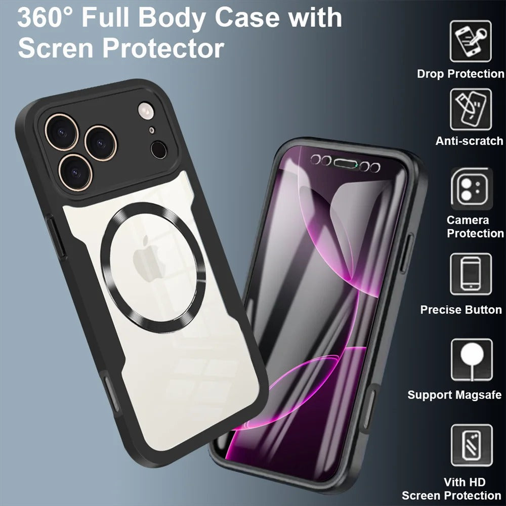 CrystalGuard™ 360 MagSafe Clear Case for iPhone 17 / 16 / 15 / 14 Pro Max