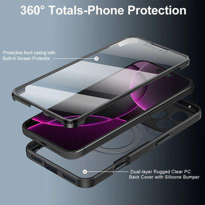 CrystalGuard™ 360 MagSafe Clear Case for iPhone 17 / 16 / 15 / 14 Pro Max