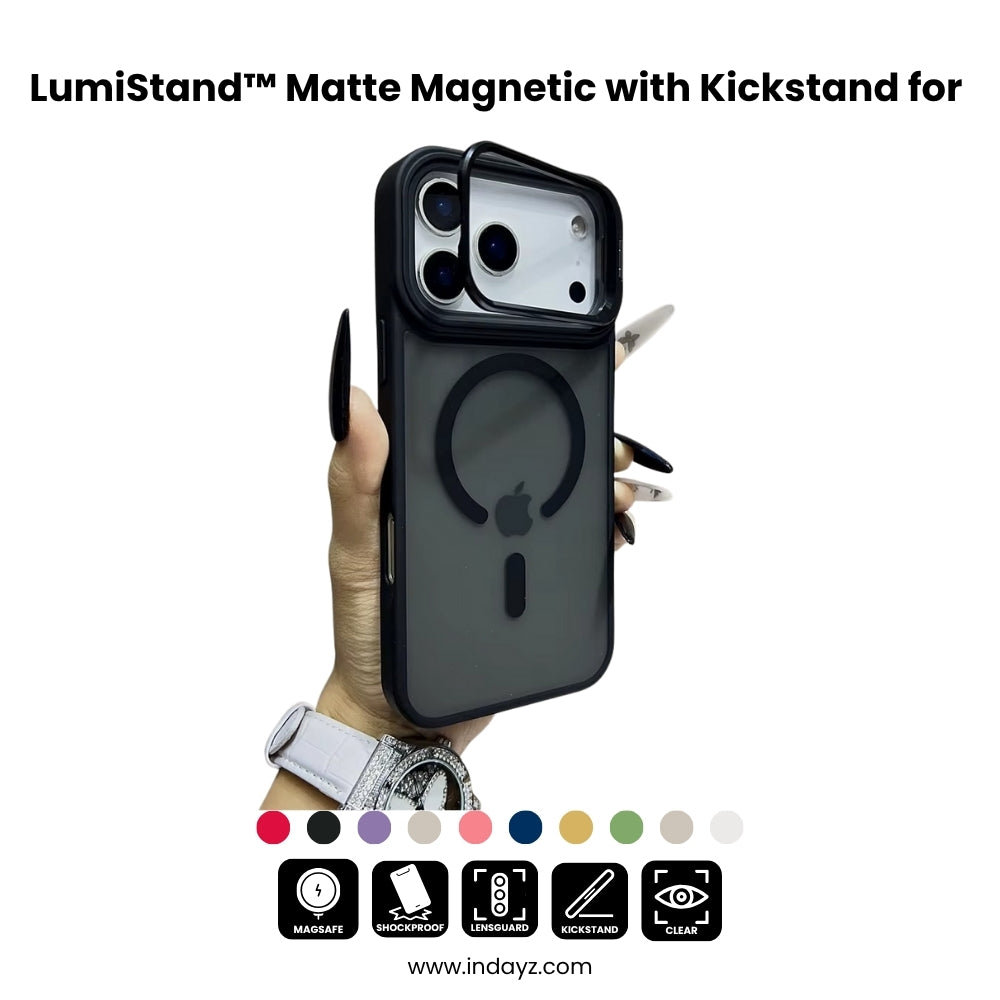 LumiStand™ Matte Magnetic Case with Kickstand for iPhone 17 / 16 / 15