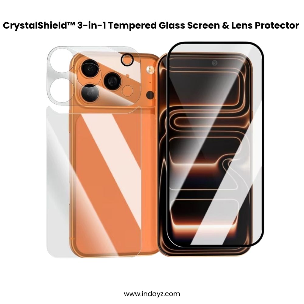 CrystalShield™ 3-in-1 Tempered Glass Screen & Lens Protector for iPhone 17 Series