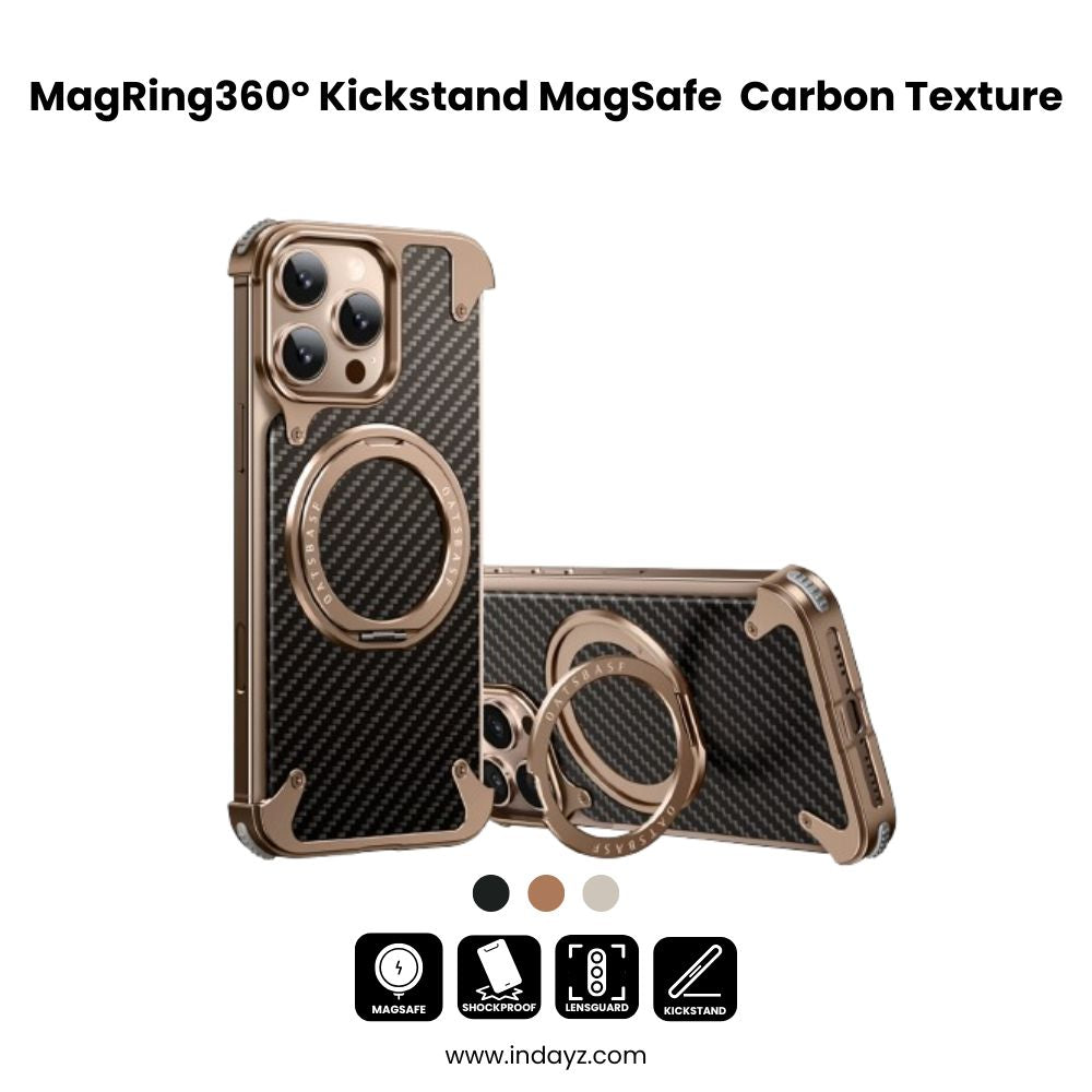 MagRing iPhone – 360° Kickstand MagSafe Case with Carbon Texture