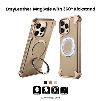 EaryLeather 16 – MagSafe Leather Case with 360° Kickstand