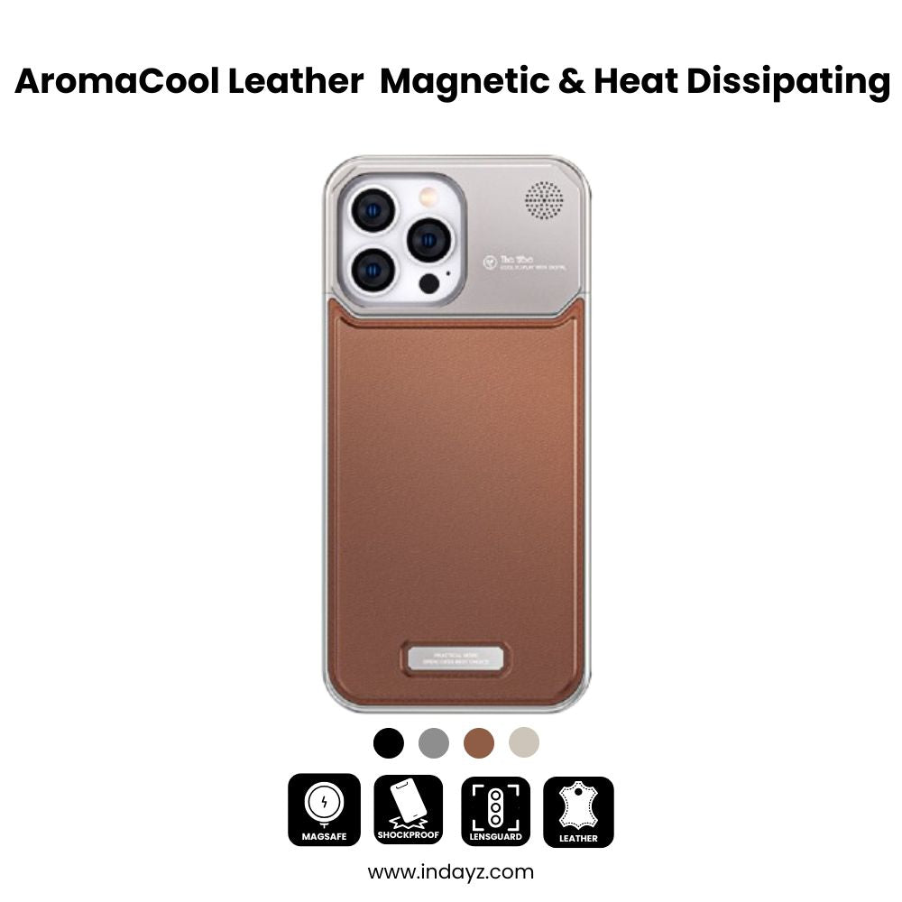 AromaCool Leather  iPhone 16, 15, 14 Magnetic & Heat Dissipating Case