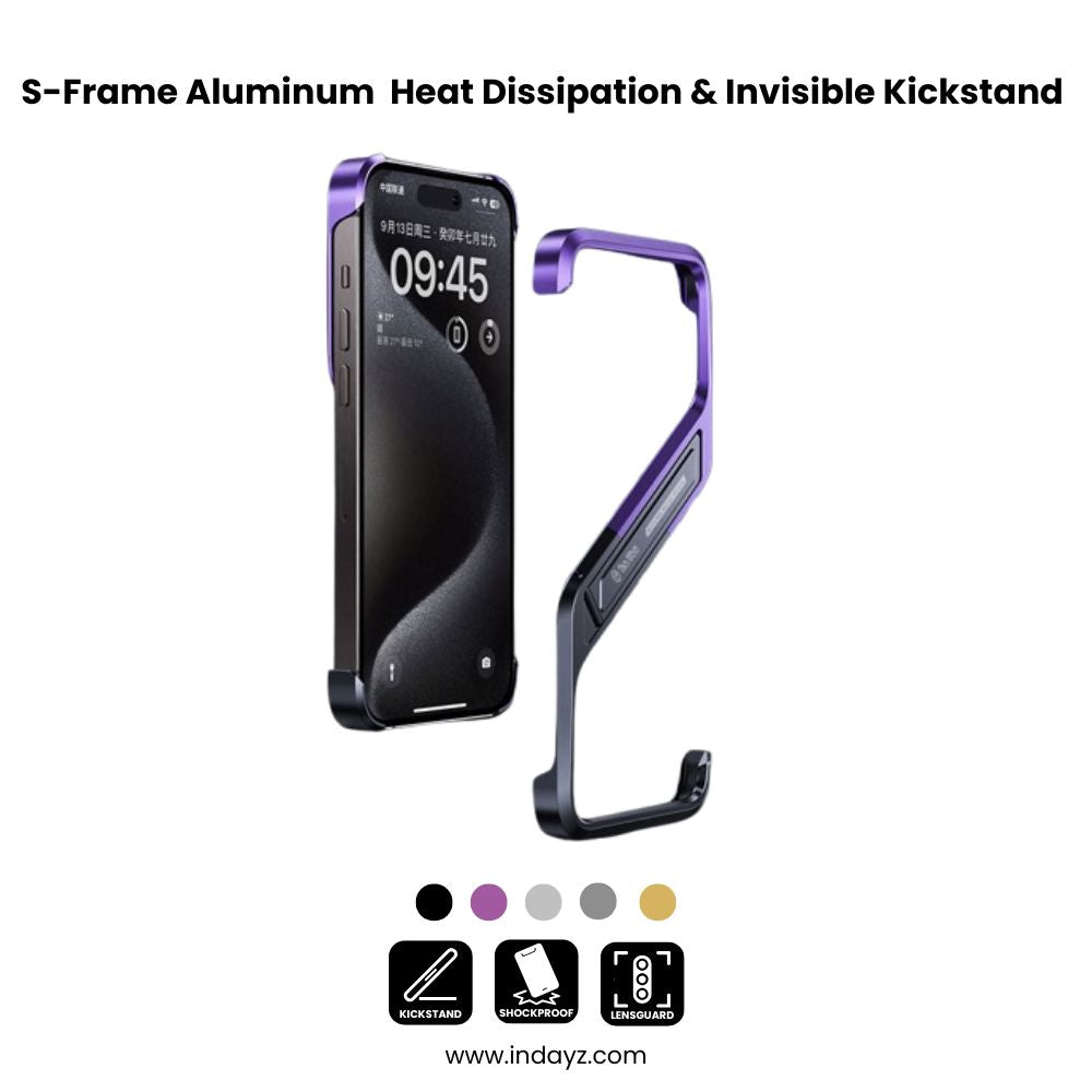 S-Frame Aluminum  iPhone 16, 15, 14 Pro Max Heat Dissipation & Invisible Kickstand Case