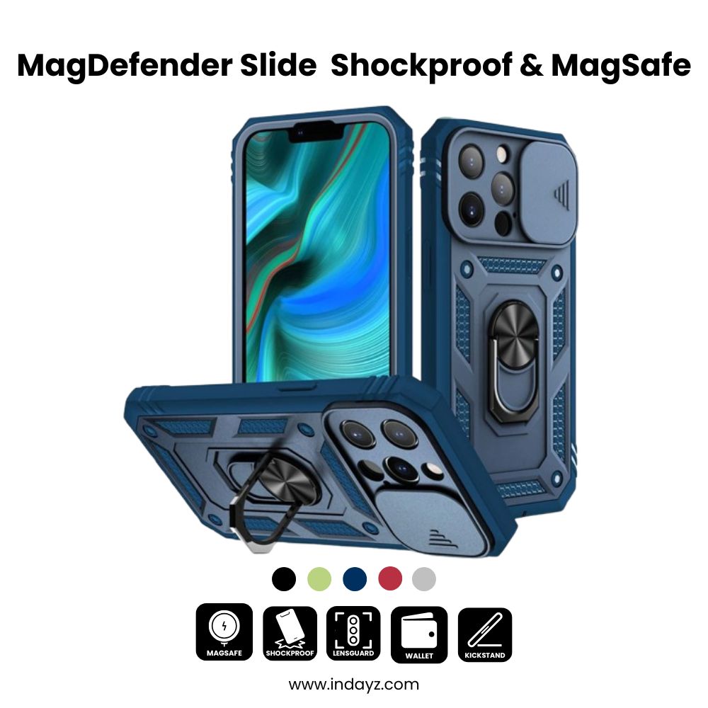 MagDefender Slide Case for iPhone 16-14 Pro Max - Shockproof & MagSafe