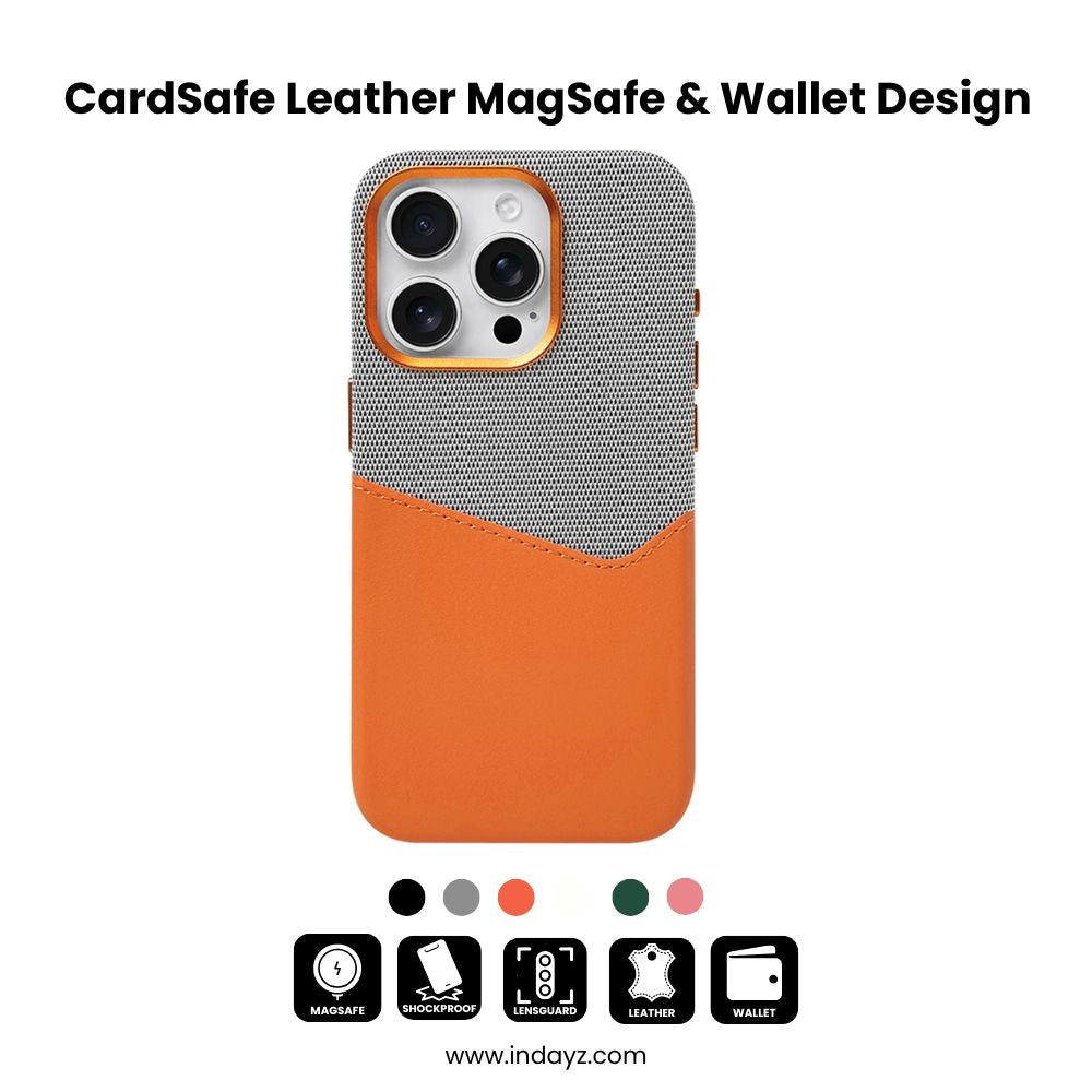 CardSafe  iPhone 16, 15, 14 Leather  MagSafe & Wallet Design Case