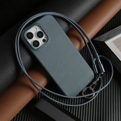 LuxeCord Crossbody iPhone  16, 15, 14  Premium Leather USB Charging & Strap Case