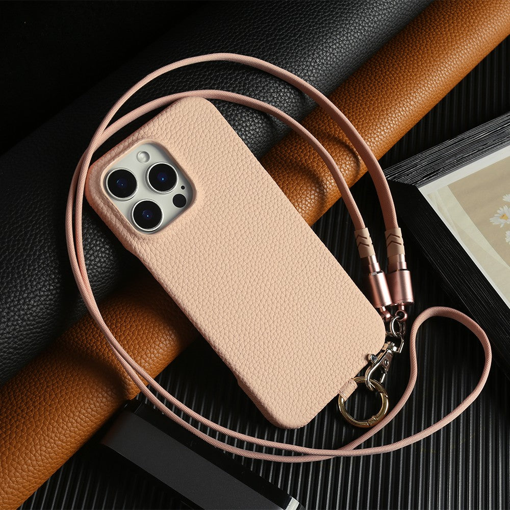 LuxeCord Crossbody iPhone  16, 15, 14  Premium Leather USB Charging & Strap Case