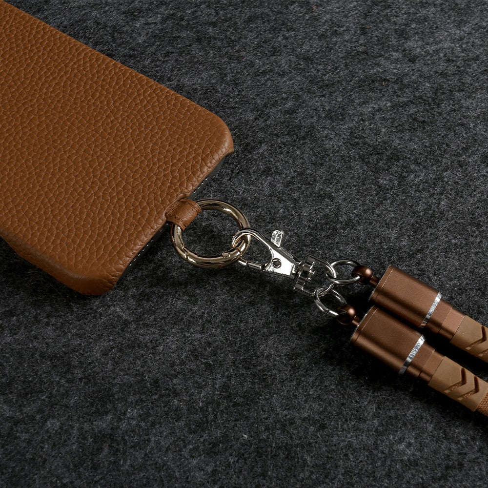 LuxeCord Crossbody iPhone  16, 15, 14  Premium Leather USB Charging & Strap Case