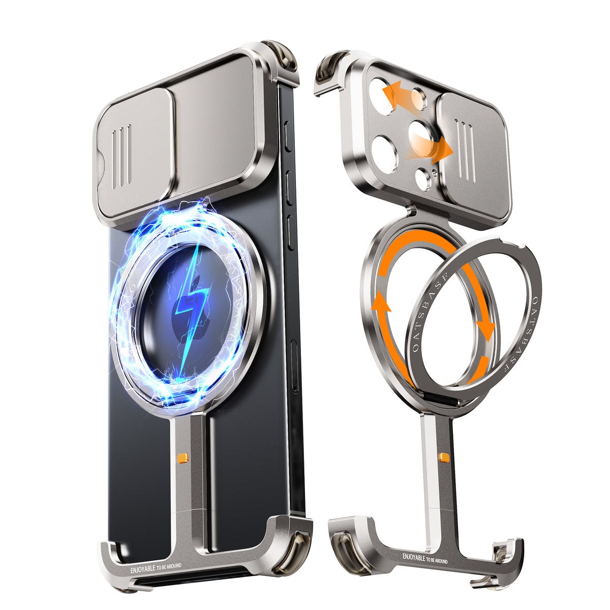 TitanGuard 16 – MagSafe Titanium Case with 360° Stand