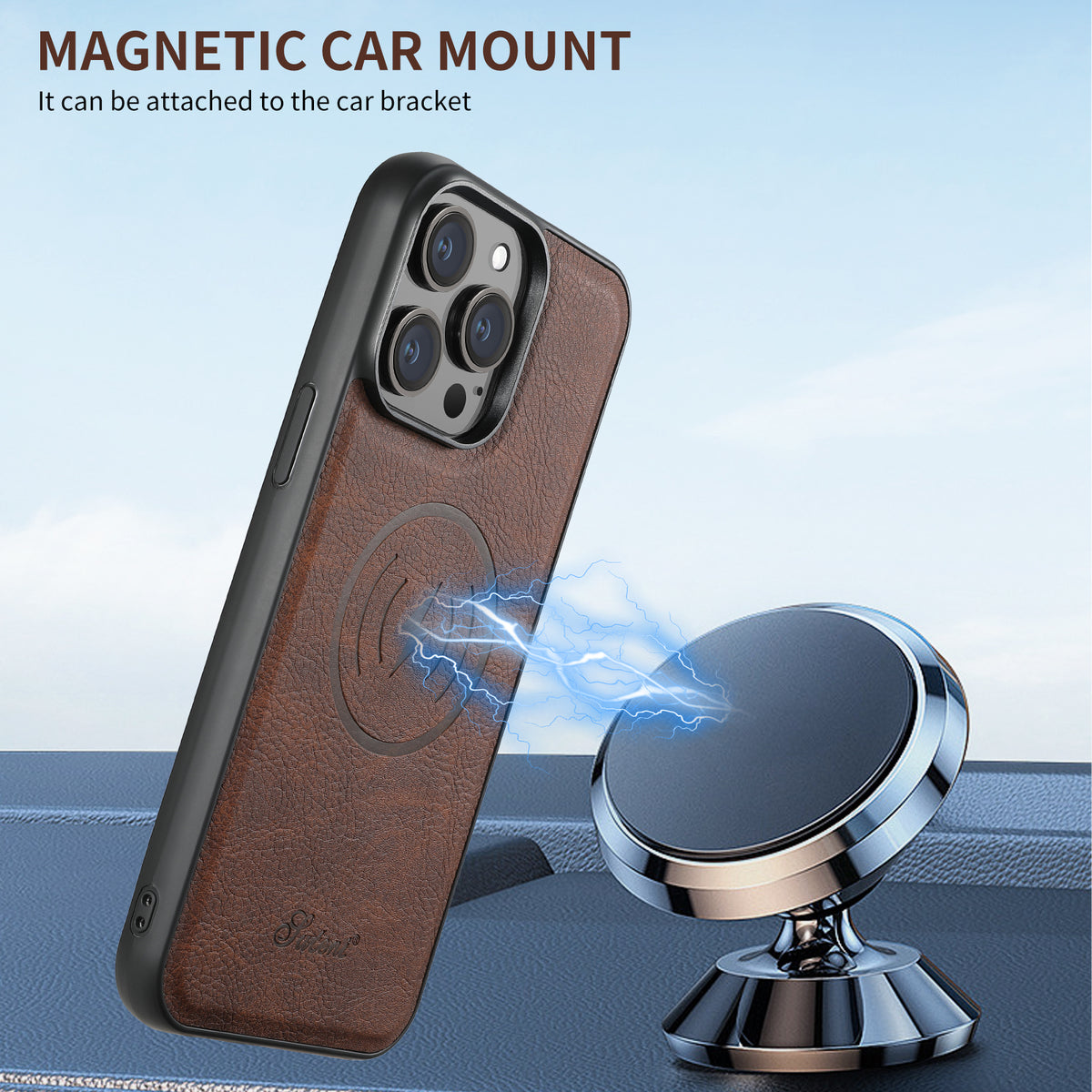 MagCard Leather iPhone 16-14 Pro - Detachable Wallet & Camera Protection Case