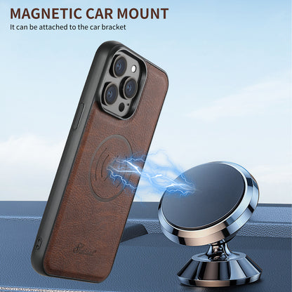 MagCard Leather iPhone 16-14 Pro - Detachable Wallet & Camera Protection Case
