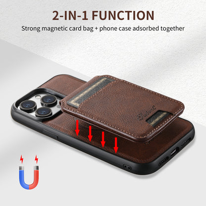 MagCard Leather iPhone 16-14 Pro - Detachable Wallet & Camera Protection Case