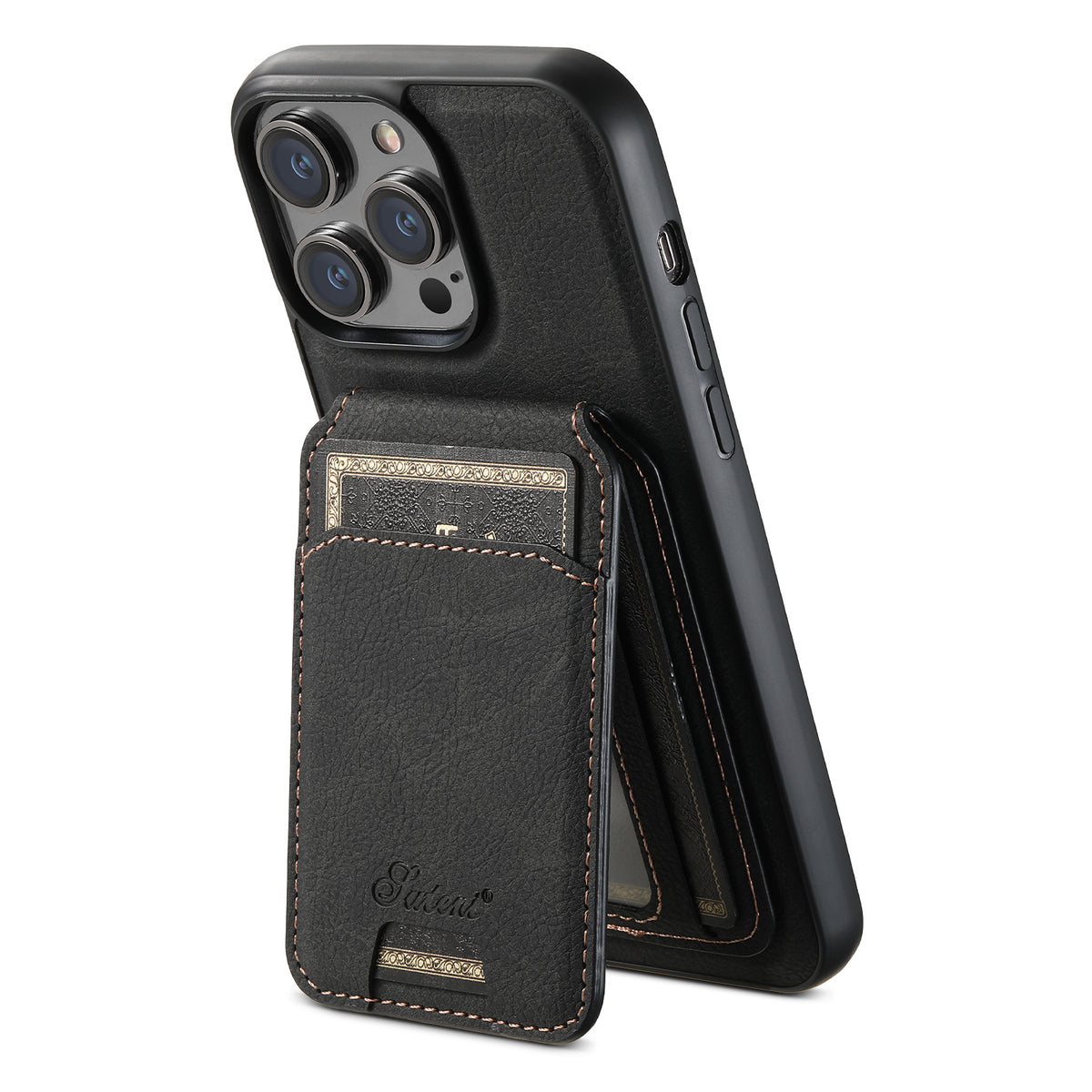 MagCard Leather iPhone 16-14 Pro - Detachable Wallet & Camera Protection Case