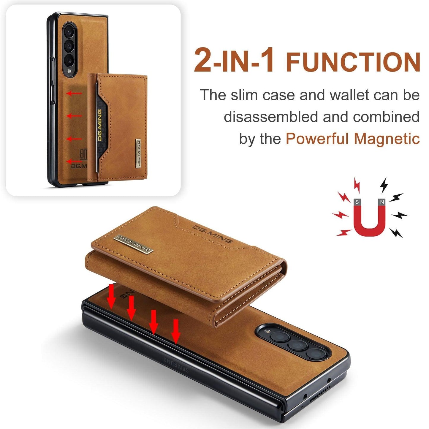 2-In-1 Magnetic Leather Wallet Case - Z Fold 5 - InDayz™