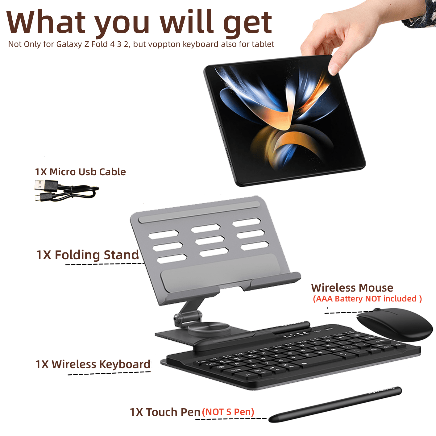 4-in-1 Desk Stand & Bluetooth Keyboard - Z Fold Series - InDayz™