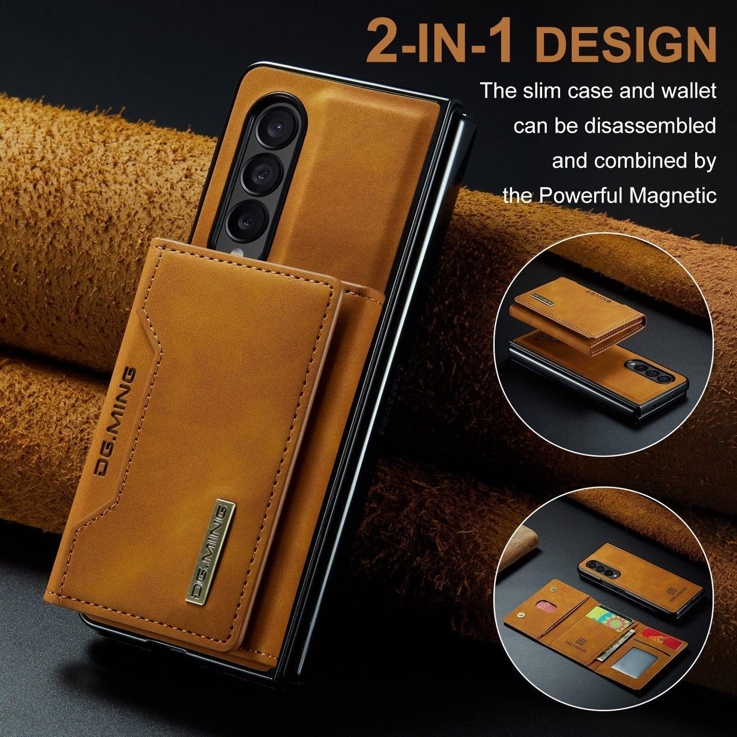 Magnetic 2-in-1 Luxury Leather Wallet Case - Z Fold 5 - InDayz™